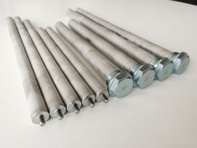 Cylindrical magnesium rod anode for tanks and well casings
