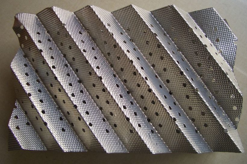 Metal structured packing — corrugated sheet and wire gauze in stainless steel