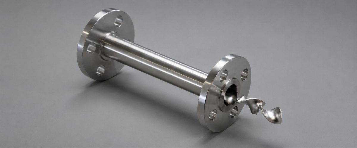 In-line static mixer with flanged housing and helical mixing element